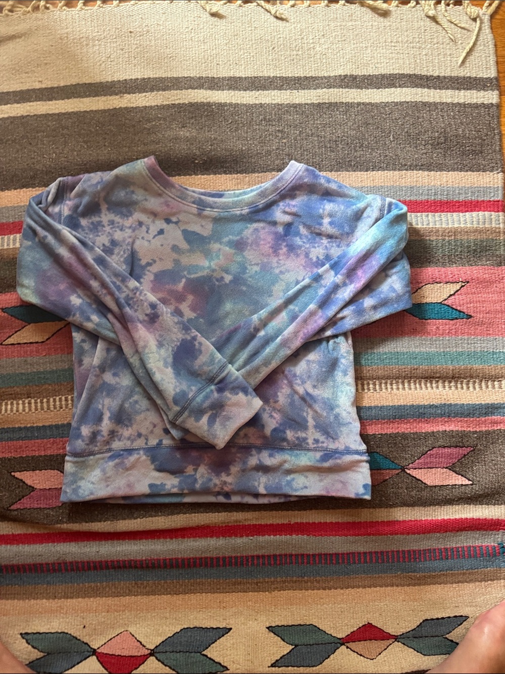 Kids Tie-Dye Velour Crewneck Sweatshirt - Pastel Blue/Purple
